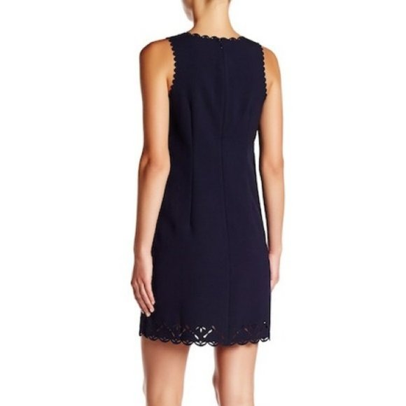 J. Crew Laser-Cut Floral Shift Dress, Navy, Size 10 - Picture 4 of 11
